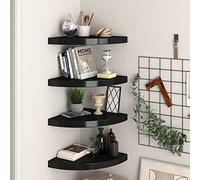 BOWEKAM Estantes de pared y repisas, estantes esquineros flotantes, 4 unidades, tablero DM negro de 35 x 35 x 3,8 cm