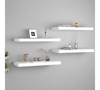 BOWEKAM Estantes de pared y repisas flotantes de pared 4 unidades, tablero DM blanco de 60 x 23,5 x 3,8 cm