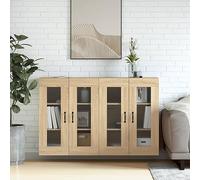 BOWEKAM Gabinetes montados en la pared, 2 piezas, muebles de madera de roble Sonoma, armarios y almacenamiento, bufés y aparadores