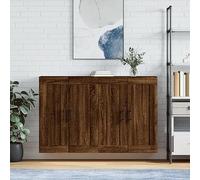 BOWEKAM Gabinetes y almacenamiento-bufés y aparadores-gabinetes montados en la pared, 2 piezas, madera de roble marrón