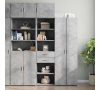 BOWEKAM Gabinetes y almacenamiento-buffets y aparadores-gabinete de almacenamiento delgado gris hormigón 50x42.5x225 cm madera de ingeniería