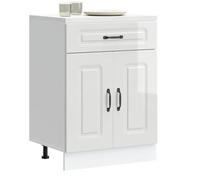 BOWEKAM Gabinetes y almacenamiento-gabinetes de cocina-gabinete base de cocina Kalmar alto brillo blanco madera de ingeniería