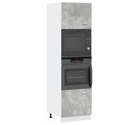 BOWEKAM Gabinetes y almacenamiento-Gabinetes de cocina - Gabinete de microondas Lyon gris hormigón 60x57x207 cm madera de ingeniería