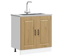 BOWEKAM Gabinetes y almacenamiento-gabinetes de cocina - Mueble base para fregadero Kalmar Artisan Oak 80x46x81,5 cm Madera de ingeniería