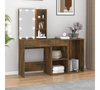 BOWEKAM Gabinetes y almacenamiento- Tocadores de dormitorio - Tocador LED con gabinete de madera de roble ahumado