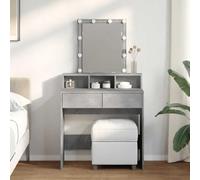 BOWEKAM Gabinetes y almacenamiento-tocadores para dormitorio, tocador con LED de hormigón, gris, 80 x 41 x 144,5 cm