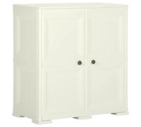 BOWEKAM Gabinetes y armarios de almacenamiento y taquillas, gabinete de plástico, 79 x 43 x 85,5 cm, diseño de madera, color vainilla