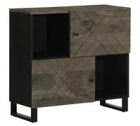BOWEKAM Gabinetes y estantes de almacenamiento de medios, aparador negro de 80 x 33 x 75 cm, madera maciza de mango