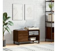 BOWEKAM Gabinetes y estantes de almacenamiento de medios, armario de discos de roble marrón, 85 x 38 x 48 cm, madera de ingeniería