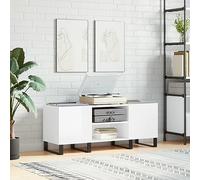 BOWEKAM Gabinetes y estantes de almacenamiento para medios de almacenamiento, color blanco brillante, 121 x 38 x 48 cm, madera de ingeniería
