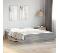 BOWEKAM Hogar & Jardín - Marco de cama con cajones sin colchón, gris Sonoma 150 x 200 cm, tamaño king size selección de equipamiento