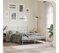 BOWEKAM Hogar y Jardín - Marco de cama de metal sin colchón con estribo, blanco, 137x190cm selección de muebles