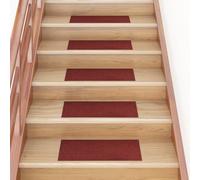 BOWEKAM Home & Garden - Alfombrillas autoadhesivas rectangulares para escaleras, 15 unidades, 60 x 25 cm, color rojo