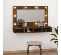 BOWEKAM Home & Garden - Armario con espejo LED de roble ahumado, 90 x 31,5 x 62 cm, elección de muebles