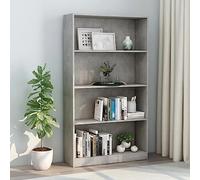 BOWEKAM Home & Garden - Armario de 4 niveles para libros, color gris hormigón, 80 x 24 x 142 cm, elección de muebles de madera