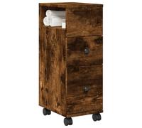 BOWEKAM Home & Garden-- Armario de baño estrecho con ruedas, roble ahumado, elección de muebles de madera