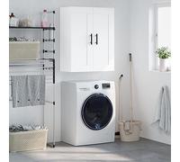 BOWEKAM Home & Garden - Armario de pared blanco de 69,5 x 34 x 90 cm, diseño de madera