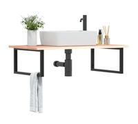 BOWEKAM Home & Garden-Basin Shelf Wall Mounted Steel and Solid Wood Oak Furniture Choice