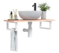 BOWEKAM Home & Garden-Basin Shelf Wall Mounted Steel and Solid Wood Oak Furniture Choice