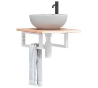 BOWEKAM Home & Garden-Basin Shelf Wall Mounted Steel and Solid Wood Oak Furniture Choice