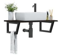 BOWEKAM Home & Garden-Basin Shelf Wall Mounted Steel and Solid Wood Oak Furniture Choice
