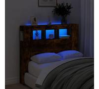 BOWEKAM Home & Garden-Cabecero LED de roble ahumado de 120 x 18,5 x 103,5 cm, elección de muebles de madera