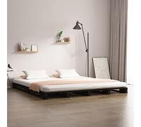 BOWEKAM Home & Garden-Cama palet sin colchón, color negro, tamaño pequeño, doble, madera maciza, elección de muebles
