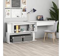 BOWEKAM Home & Garden-Desk - Escritorio esquinero blanco de 200 x 50 x 76 cm, diseño de madera