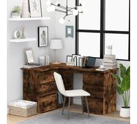 BOWEKAM Home & Garden-Desk - Escritorio esquinero de roble ahumado, 145 x 100 x 76 cm, diseño de madera de mobiliario