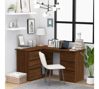 BOWEKAM Home & Garden-Desk - Escritorio esquinero de roble marrón, 145 x 100 x 76 cm, elección de muebles de madera
