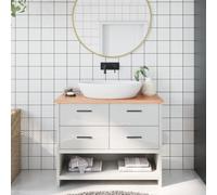 BOWEKAM Home & Garden-encimera de baño marrón claro, 100 x 30 x 2 cm, madera maciza tratada, elección de muebles
