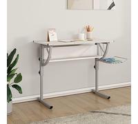 BOWEKAM Home & Garden-- Escritorio para manualidades, color blanco y gris, 110 x 53 x (58-87) cm, madera y acero, elección de muebles