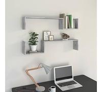 BOWEKAM Home & Garden - Estante de pared de 2 piezas, color gris hormigón, 100 x 15 x 20 cm, elección de muebles de madera