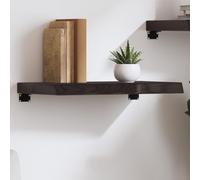 BOWEKAM Home & Garden - Estante de pared de madera maciza tratada de roble marrón oscuro, 60 x 40 x (2-6) cm