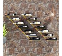 BOWEKAM Home & Garden - Estante de vino montado en la pared para 7 botellas, 2 piezas, metal dorado, elección de muebles