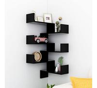 BOWEKAM Home & Garden - Estante esquinero de pared de 2 piezas, color negro, 40 x 40 x 50 cm, elección de muebles de madera