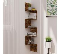 BOWEKAM Home & Garden - Estante esquinero de pared de roble ahumado, 19 x 19 x 123 cm, elección de muebles de madera