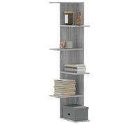 BOWEKAM Home & Garden - Estante esquinero de pared gris Sonoma 36,5 x 36,5 x 140 cm, diseño de madera