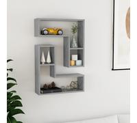 BOWEKAM Home & Garden - Estantería de pared de 2 piezas, color gris hormigón, 50 x 15 x 50 cm, elección de muebles de madera