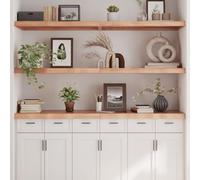 BOWEKAM Home & Garden - Estantería de pared marrón claro, 180 x 50 x (2-6) cm, madera maciza tratada de roble