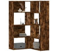 BOWEKAM Home & Garden - Estantería esquinera de 4 niveles, roble ahumado, 85 x 85 x 140 cm, elección de muebles de madera