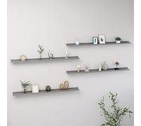 BOWEKAM Home & Garden - Estantes de pared (4 unidades, 115 x 9 x 3 cm), color gris