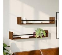 BOWEKAM Home & Garden - Estantes de pared con barras, 2 unidades, roble marrón, 80 x 16 x 14 cm, elección de muebles