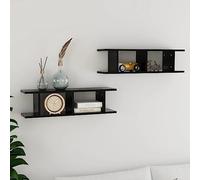 BOWEKAM Home & Garden - Estantes de pared de 2 piezas, color negro, 75 x 18 x 20 cm, elección de muebles de madera