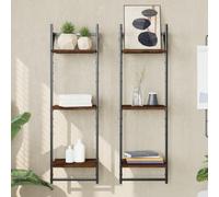 BOWEKAM Home & Garden - Estantes de pared de 3 niveles con barras, 2 unidades, roble marrón, 30 x 25 x 100 cm, elección de muebles