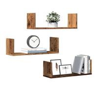 BOWEKAM Home & Garden-- Estantes de pared de madera vieja de 58 x 18 x 18 cm, 3 unidades