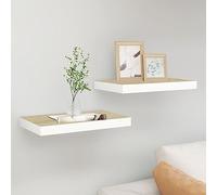 BOWEKAM Home & Garden - Estantes de pared flotantes de roble y blanco, 50 x 23 x 3,8 cm, MDF, elección de muebles