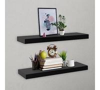 BOWEKAM Home & Garden - Estantes de pared flotantes para el hogar y el jardín, 2 unidades, color negro, 60 x 20 x 3,8 cm, elección de muebles