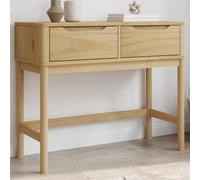 BOWEKAM Home & Garden FLORO - Mesa consola de madera maciza de pino (89,5 x 36,5 x 73 cm), color marrón encerado