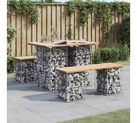 BOWEKAM Home & Garden-Garden - Banco de jardín con diseño de gaviones, 100 x 70 x 72 cm, madera maciza de pino